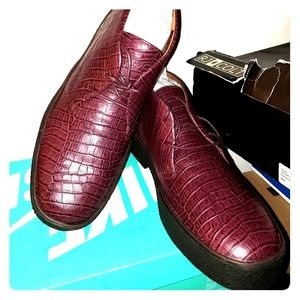 Men RJ Colt Detroit Crocodile Print Burgundy